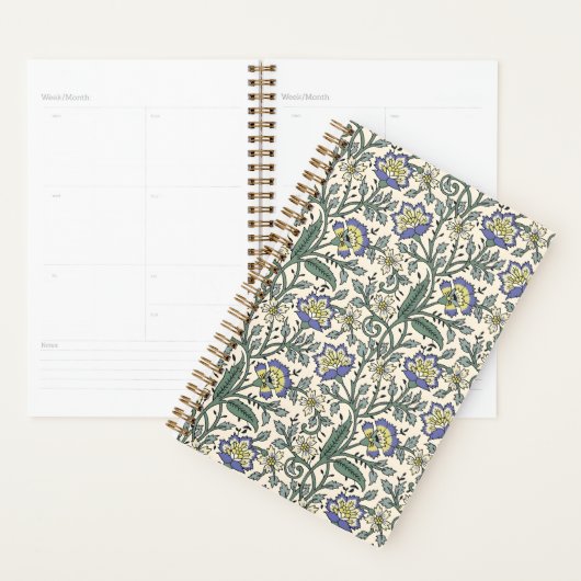 Seamless blue, yellow, and white floral pattern  planner (Display)