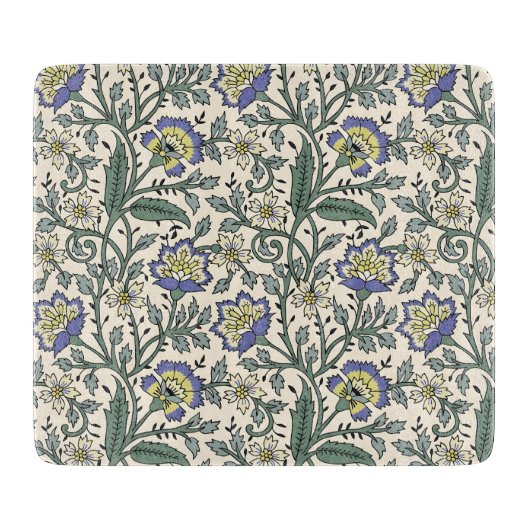 Seamless blue, yellow, and white floral pattern  snijplank (Voorkant)