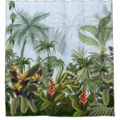 Seamless border with jungle trees and flowers. Vin Douchegordijn (Voorkant)