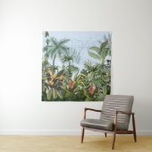Seamless border with jungle trees and flowers. Vin Wandkleed (In situ)
