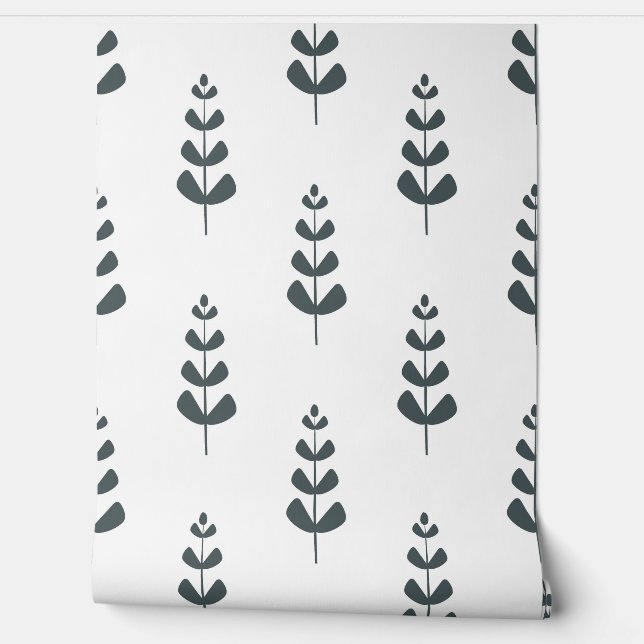 seamless botanical  simple pattern  with plants in behang (Afrollen)