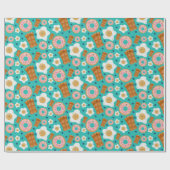 Seamless Breakfast Characters Blue Pastel Cadeaupapier (Vlak)