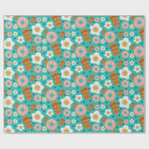 Seamless Breakfast Characters Blue Pastel