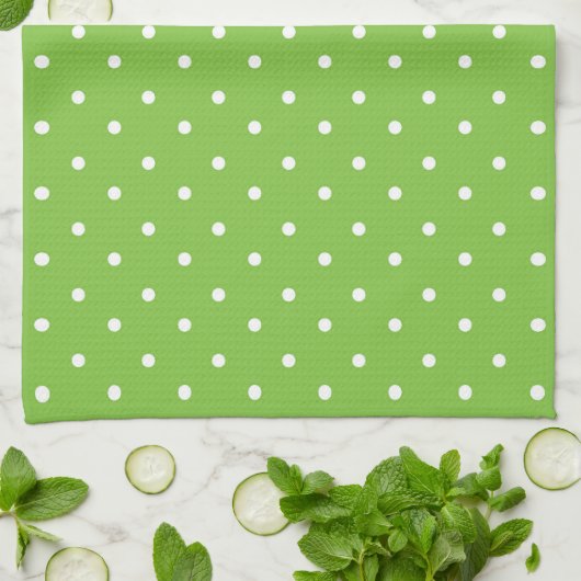 Seamless  bright lime polka dot pattern  theedoek (Gevouwen)