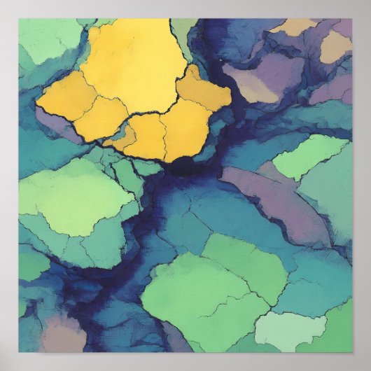 Seamless Bright Mineral Tiling with Metallic Lines Poster (Voorkant)