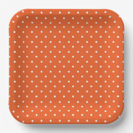Seamless  bright orange background polka dot papieren bordje