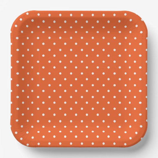 Seamless  bright orange background polka dot papieren bordje (Voorkant)
