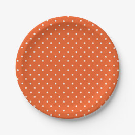 Seamless  bright orange background polka dot papieren bordje