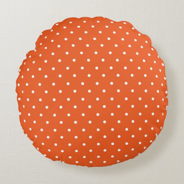 Seamless  bright orange background polka dot rond kussen (Voorkant)