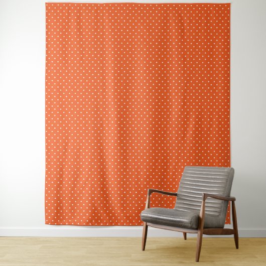 Seamless  bright orange background polka dot wandkleed (In situ)