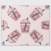 Seamless bright pattern bubble tea fruit summer dr cadeaupapier (Vlak)