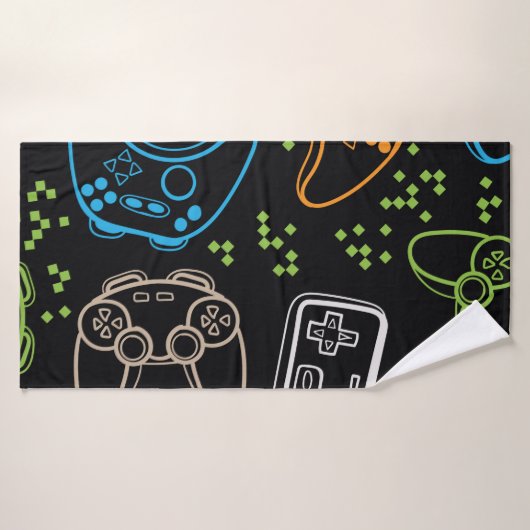 Seamless bright pattern with joysticks. gaming coo badhanddoek (Badhanddoek)