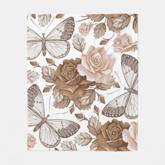 Seamless Butterflies moths insect fly. Flowers pat Fleece Deken