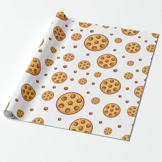 Seamless chocolate chip cookies pattern cadeaupapier (Uitgerold)