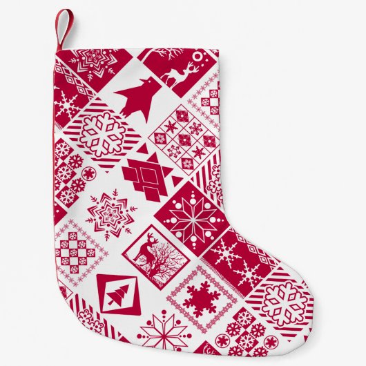 Seamless Christmas elements geometrical snowflake Kleine Kerstsok (Voorkant)