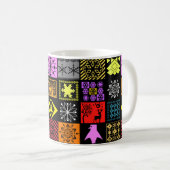 Seamless Christmas elements geometrical snowflake Koffiemok (Voorkant rechts)