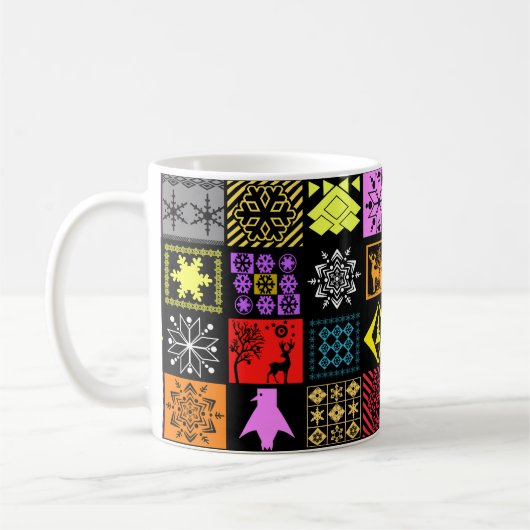 Seamless Christmas elements geometrical snowflake Koffiemok (Links)