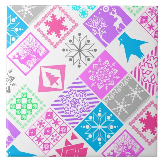 Seamless Christmas elements geometrical snowflake Tegeltje (Voorkant)