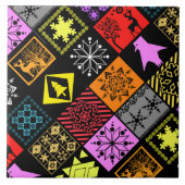 Seamless Christmas elements geometrical snowflake Tegeltje (Voorkant)