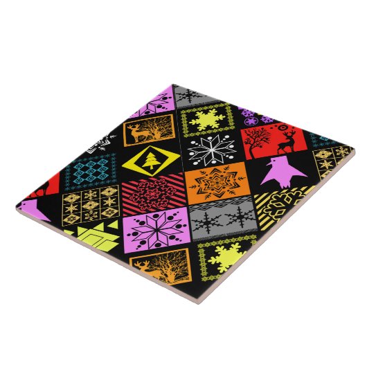 Seamless Christmas elements geometrical snowflake Tegeltje (Zijkant)