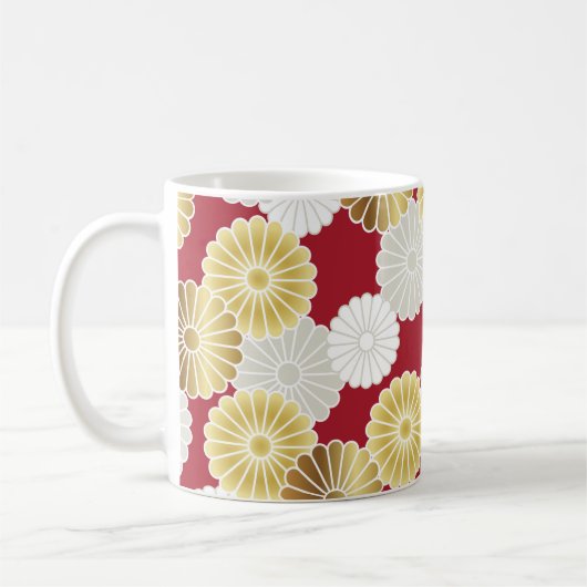 Seamless chrysanthemum pattern in the Japanese tra Koffiemok (Links)
