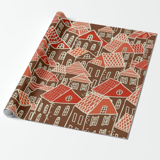Seamless city pattern in cadeaupapier (Uitgerold)