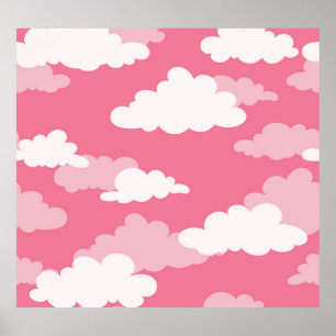 Seamless cloud sky, vintage texture. poster