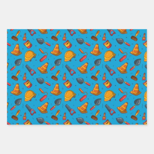 Seamless Construction Thema Patroon Inpakpapier Vel (Voorkant 2)