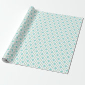 Seamless Cute Turquoise and Yellow Floral Cadeaupapier (Uitgerold)