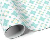 Seamless Cute Turquoise and Yellow Floral Cadeaupapier (Rol Hoek)