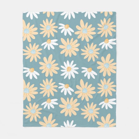 Seamless daisies pattern in small naive wild flowe fleece deken (Voorkant)