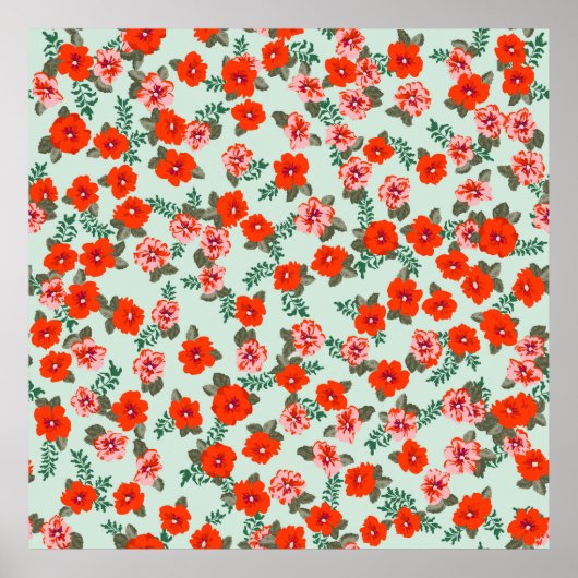 Seamless ditsy pattern in small cute wild flowers. poster (Voorkant)