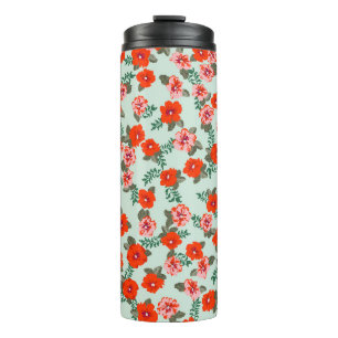 Seamless ditsy pattern in small cute wild flowers. thermosbeker
