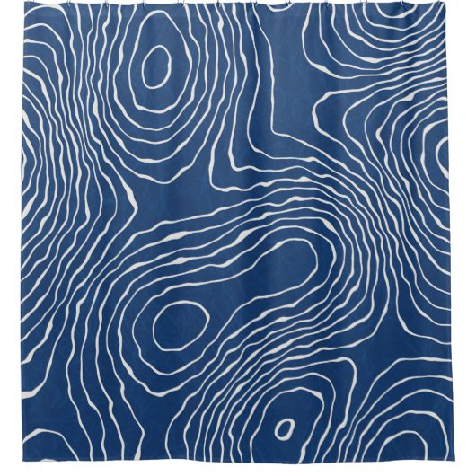 Seamless Earth Line topographic map organic patter Douchegordijn (Voorkant)