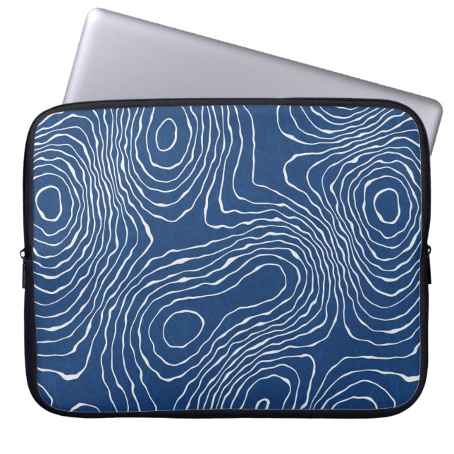 Seamless Earth Line topographic map organic patter Laptop Sleeve (Voorkant)