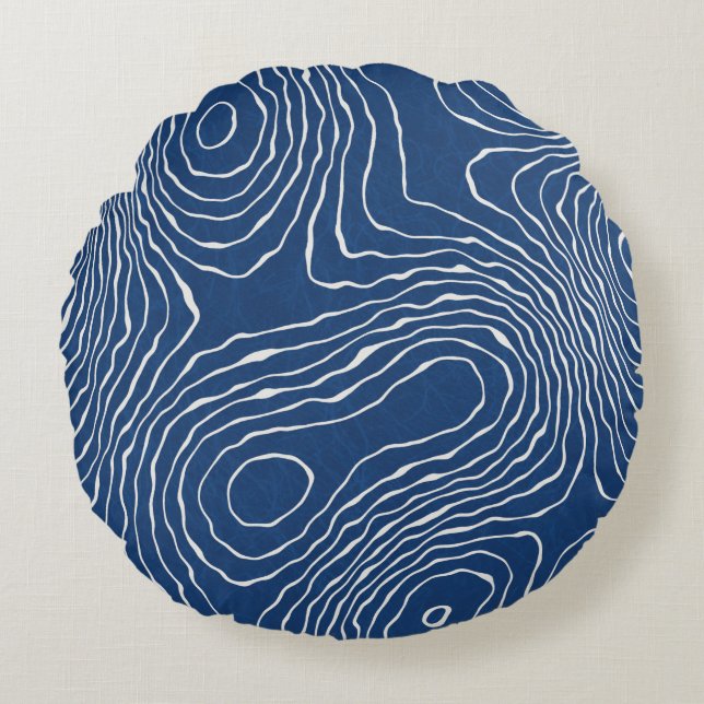 Seamless earth line topographic map organic patter rond kussen (Voorkant)