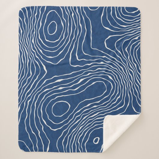 Seamless Earth Line topographic map organic patter Sherpa Deken (Voorkant)