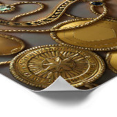 Seamless Embossed Gold Silver Fabric / Wallpaper Poster (Hoek)