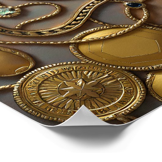 Seamless Embossed Gold Silver Fabric / Wallpaper Poster (Hoek)