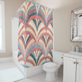 Seamless embroidered pattern. Wavy bohemian print. Douchegordijn (In situ)