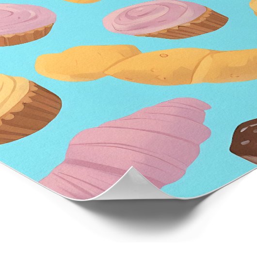 Seamless Flat Color Undulating Pastry Pattern Poster (Hoek)