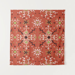 Seamless floral pattern folk colorful flowers and wandkleed