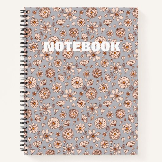 Seamless Floral pattern Gray Notitieboek (Voorkant)