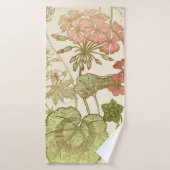 Seamless floral pattern. Green foliage,  pink gera Badhanddoek (Badhanddoek)