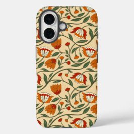 Seamless floral pattern in beige background iPhone 16 hoesje