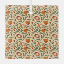Seamless floral pattern in beige background glas ornament
