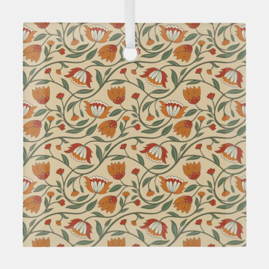 Seamless floral pattern in beige background glas ornament (Voorkant)