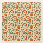 Seamless floral pattern in beige background glazen onderzetter (Voorkant)