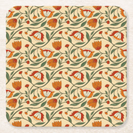 Seamless floral pattern in beige background kartonnen onderzetters