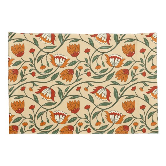 Seamless floral pattern in beige background kussensloop (Achterkant-Rechts)